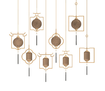 新中式灯笼小吊灯su草图模型下载