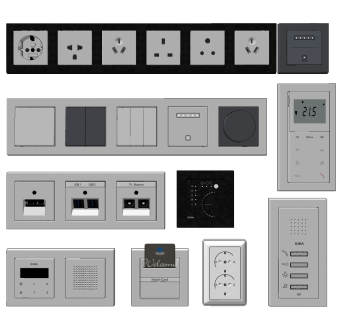 现代开关插座门禁卡插卡器su草图模型下载