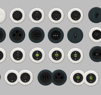现代圆形开关插座su草图模型下载