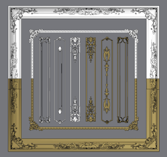 欧式法式雕花石膏雕花线条，su草图模型下载