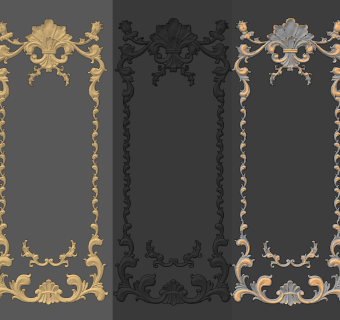 欧式法式石膏雕花线条，护墙板角花su草图模型下载