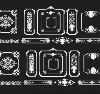 欧式法式石膏雕花线条，护墙板角花su草图模型下载
