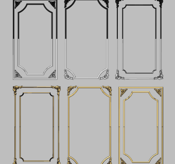 欧式法式石膏雕花线条，护墙板角花su草图模型下载
