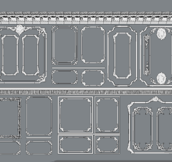 欧式法式雕花线条，石膏线，护墙板线条su草图模型下载