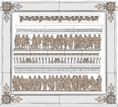 欧式法式人物角线雕花线条，浮雕，角花su草图模型下载