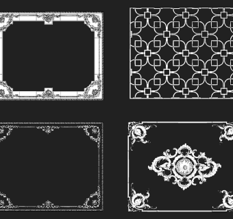 欧式法式石膏线条，雕花，灯盘su草图模型下载