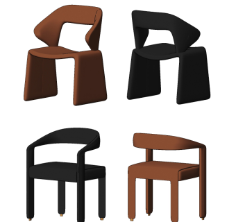 现代皮革休闲椅su草图模型下载