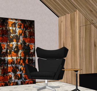 现代皮革休闲椅边几,组合su草图模型下载