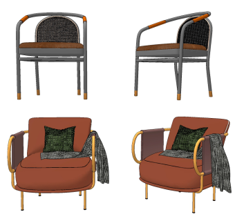 现代布艺藤编编织休闲椅