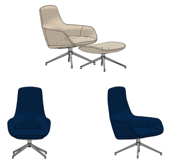 现代布艺休闲椅，su草图模型下载