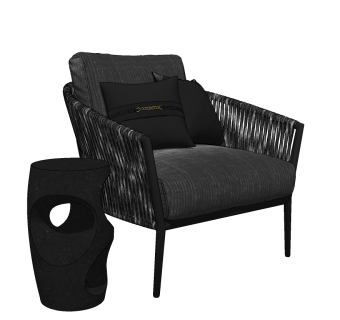 现代布艺休闲椅,圆形边几su草图模型下载