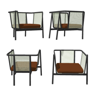 现代藤编休闲椅，椅子su草图模型下载