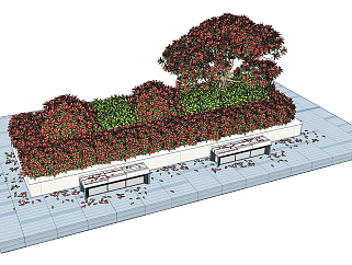 现代红叶石楠灌木,景观植物绿植su草图模型下载
