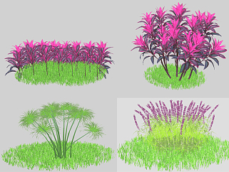 现代灌木花丛，绿植矮树su草图模型下载
