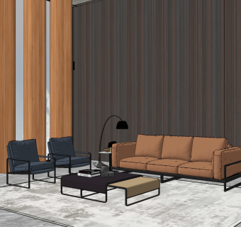 北欧皮革沙发su草图模型下载