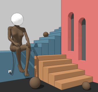 现代抽象人物雕塑,创意落地灯su草图模型下载