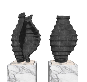 现代新中式抽象，海螺雕塑摆件su草图模型下载