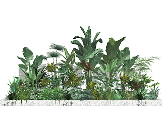 現代景觀戶外植物堆灌木草堆su草圖模型下載