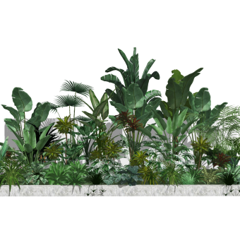 现代景观户外植物堆灌木草堆su草图模型下载