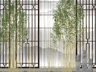 現代植物竹子su草圖模型下載