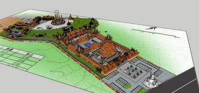 14东南亚泰式寺庙古建筑，塔楼 (1)su草图模型下载