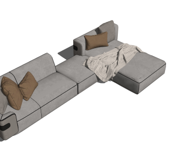 现代多人沙发 su草图模型下载