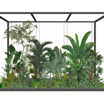 现代绿植植物墙，灌木su草图模型下载