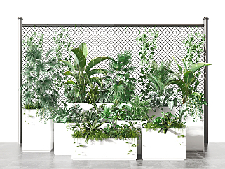 现代绿植墙，植物墙su草图模型下载