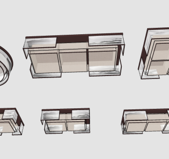 新中式山水画吸顶灯su草图模型下载