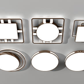 现代圆形方形吸顶灯组合su草图模型下载