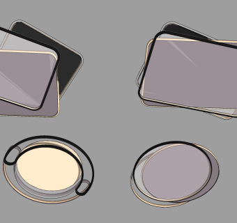 现代圆形方形吸顶灯su草图模型下载