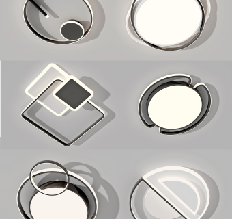 现代吸顶灯su草图模型下载