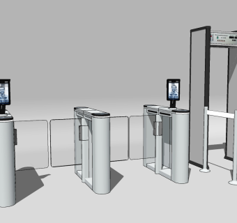 现代安检闸机安检门su草图模型下载