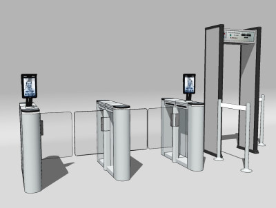 现代安检闸机安检门su草图模型下载