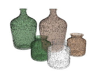 现代<em>玻璃瓶</em>器皿su草图模型下载