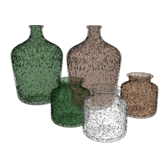 现代玻璃瓶器皿su草图模型下载