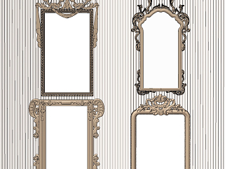 欧式古典雕花雕花镜子，装饰镜su草图模型下载