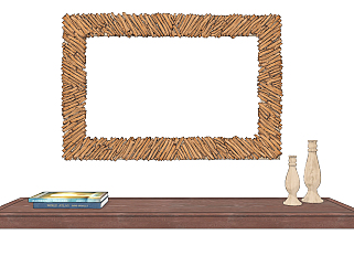 自然風復古鏡子，掛鏡，裝飾鏡su草圖模型下載