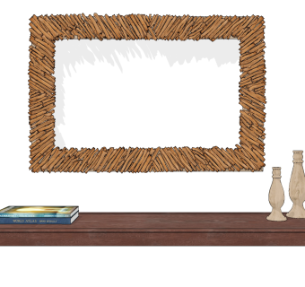 自然风复古镜子，挂镜，装饰镜su草图模型下载
