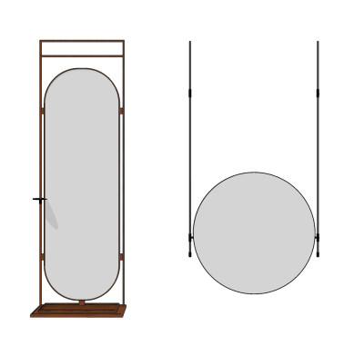 现代穿衣镜镜子，试衣镜su草图模型下载