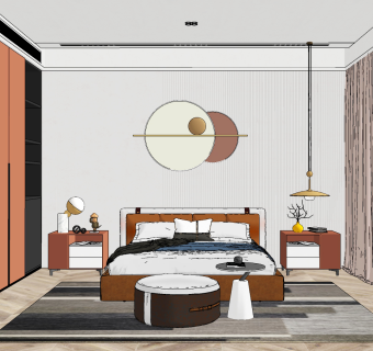现代卧室,su草图模型下载