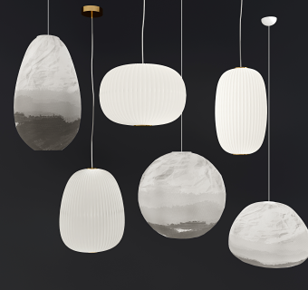 新中式日式吊灯组合su草图模型下载