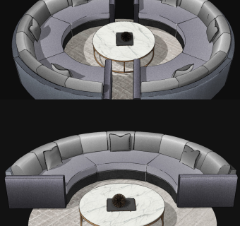 现代布艺圆形，异形沙发su草图模型下载