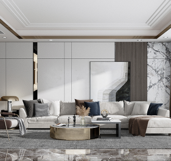 现代客厅su草图模型下载