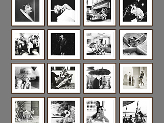 现代黑白旧照片人物画，照片墙