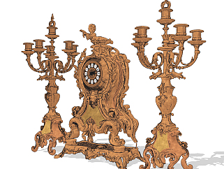欧式法式古雕花落地钟，钟摆，su草图模型下载