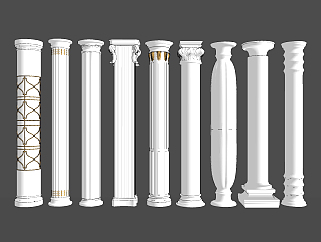 歐式雕花羅馬柱，柱子su草圖模型下載