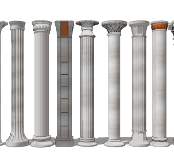 欧式罗马柱，柱头，柱子su草图模型下载
