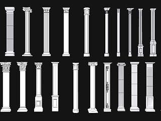 欧式罗马柱柱头，柱子su草图模型下载
