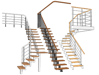 现代铁艺楼梯su草图模型下载